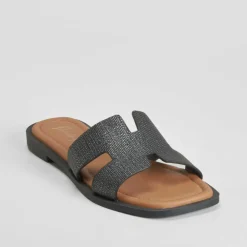 Clearance Sandalia pala ancha negra PICCOLA PIU Mujer Sandalias Planas