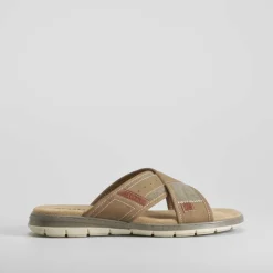 Sandalia pala cruzada acolchada taupe Hombre Sandalias