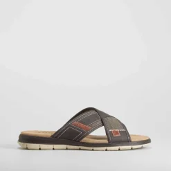 Clearance Sandalia pala cruzada acolchada marrón Hombre Sandalias