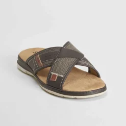 Clearance Sandalia pala cruzada acolchada marrón Hombre Sandalias