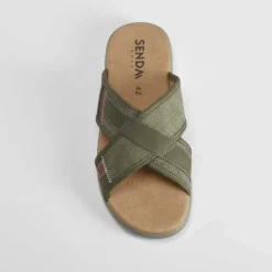 New Sandalia pala cruzada acolchada kaki Hombre Sandalias