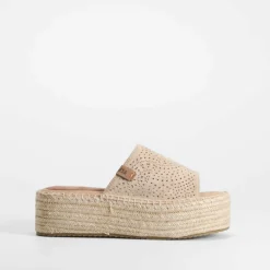 Online Sandalia pala perfos beige Mujer Sandalias Planas