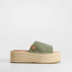 Best Sandalia pala perfos kaki Mujer Sandalias Planas