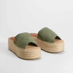 Best Sandalia pala perfos kaki Mujer Sandalias Planas