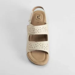 Sandalia perfos beige Mujer Sandalias Cuña|Sandalias Confort