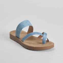 Sale Sandalia plana esclava azul Mujer Sandalias Planas