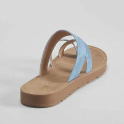 Sale Sandalia plana esclava azul Mujer Sandalias Planas