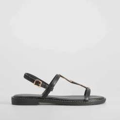 Best Sandalia plana metales negro PICCOLA PIU Mujer Sandalias Planas