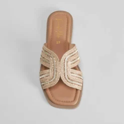 Outlet Sandalia plana pala brillo beige PICCOLA PIU Mujer Sandalias Planas