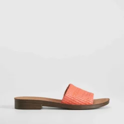 Sale Sandalia plana pala rafia naranja Mujer Sandalias Planas