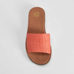 Sale Sandalia plana pala rafia naranja Mujer Sandalias Planas