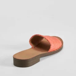 Sale Sandalia plana pala rafia naranja Mujer Sandalias Planas