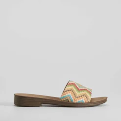 Outlet Sandalia plana pala rafia multicolor Mujer Sandalias Planas