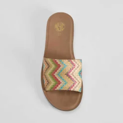 Outlet Sandalia plana pala rafia multicolor Mujer Sandalias Planas