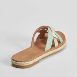 Outlet Sandalia plana pala tiras beige Mujer Sandalias Planas