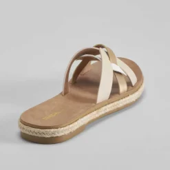 Best Sandalia plana pala tiras oro Mujer Sandalias Planas