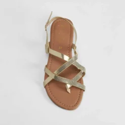 Clearance Sandalia plana tiras oro PICCOLA PIU Mujer Sandalias Planas