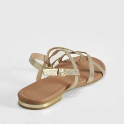 Clearance Sandalia plana tiras oro PICCOLA PIU Mujer Sandalias Planas