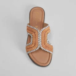 Online Sandalia plana tiras trenza marrón PICCOLA PIU Mujer Sandalias Planas