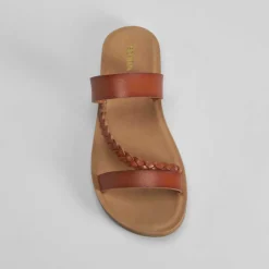 Sandalia plana trenza marrón Mujer Sandalias Planas
