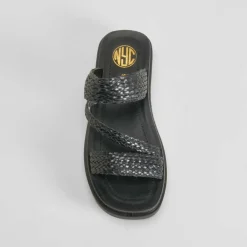 Hot Sandalia plataforma trenzada negra Mujer Sandalias Plataforma