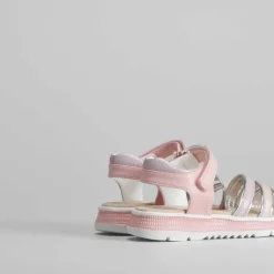 Clearance Sandalia rosa tiras metalizada Sandalias