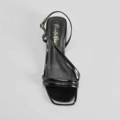 Sandalia tacón medio tiras negra PICCOLA PIU Mujer Sandalias Tacón