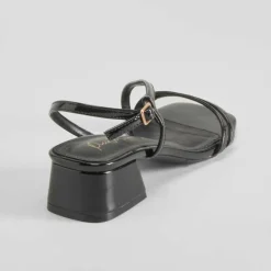 Sandalia tacón medio tiras negra PICCOLA PIU Mujer Sandalias Tacón