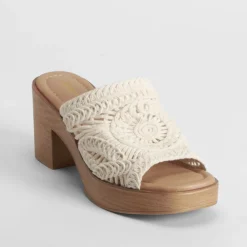 Online Sandalia tacón pala arena Mujer Sandalias Tacón