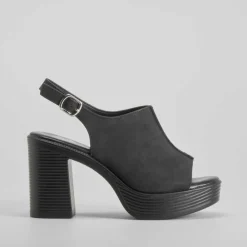 Sandalia tacón plataforma negra Mujer Sandalias Plataforma|Sandalias Tacón