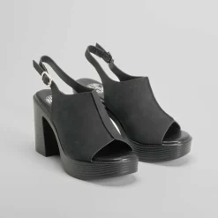 Sandalia tacón plataforma negra Mujer Sandalias Plataforma|Sandalias Tacón