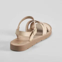 Sale Sandalia tiras cruzada beige Mujer Sandalias Planas