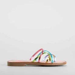 Hot Sandalia tiras de piel multicolor Sandalias