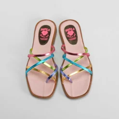 Hot Sandalia tiras de piel multicolor Sandalias