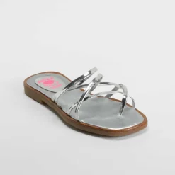 Hot Sandalia tiras piel plata Sandalias