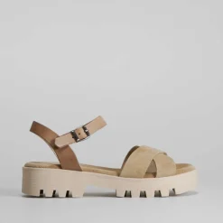 Hot Sandalia track de piel Mujer Sandalias Tacón