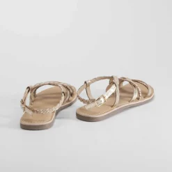 Hot Sandalia trenzada piel oro OH GIRL Sandalias