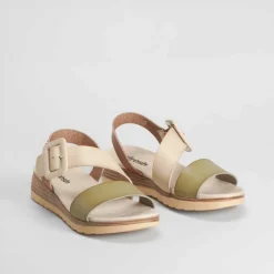 Discount Sandalia tricolor blanco Mujer Sandalias Planas
