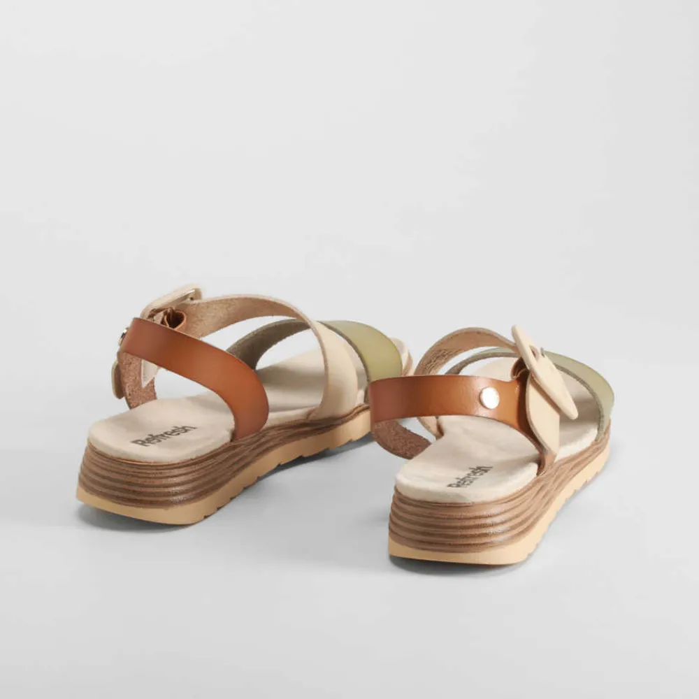 Discount Sandalia tricolor blanco Mujer Sandalias Planas