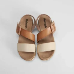 Best Sandalia tricolor taupe Mujer Sandalias Planas