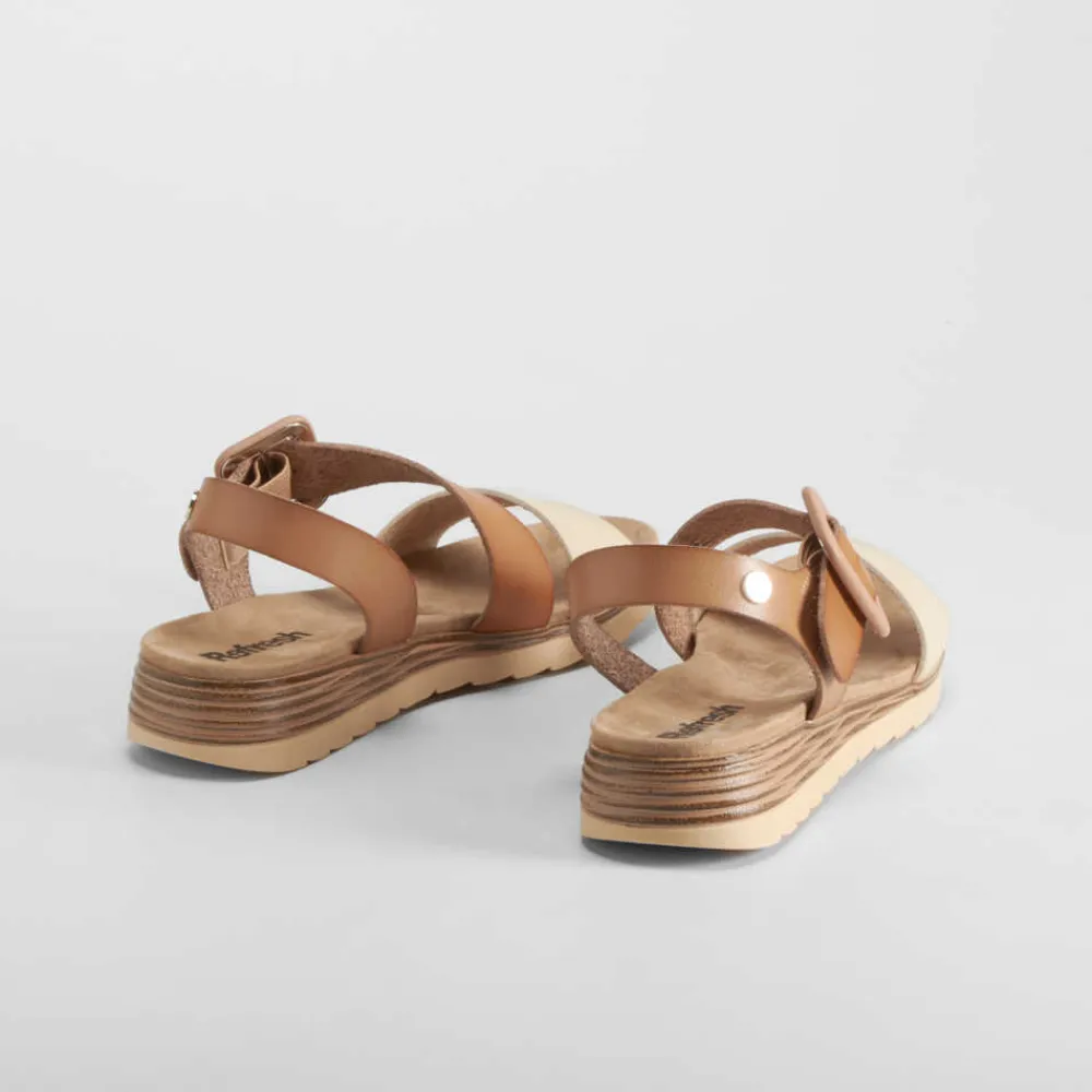 Best Sandalia tricolor taupe Mujer Sandalias Planas