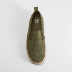 Outlet Slip on de lona y yute verde Hombre Zapatillas Lona