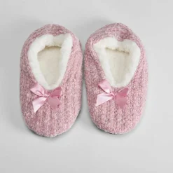 Sale Slippers de mujer forradas rosa lazo Mujer Calcetines|Zapatillas Casa