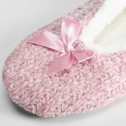 Sale Slippers de mujer forradas rosa lazo Mujer Calcetines|Zapatillas Casa