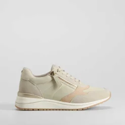 Outlet Sneaker cremallera Shock Absorber beige Mujer Sneakers