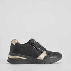 New Sneaker cuña con cordón negro Mujer Sneakers