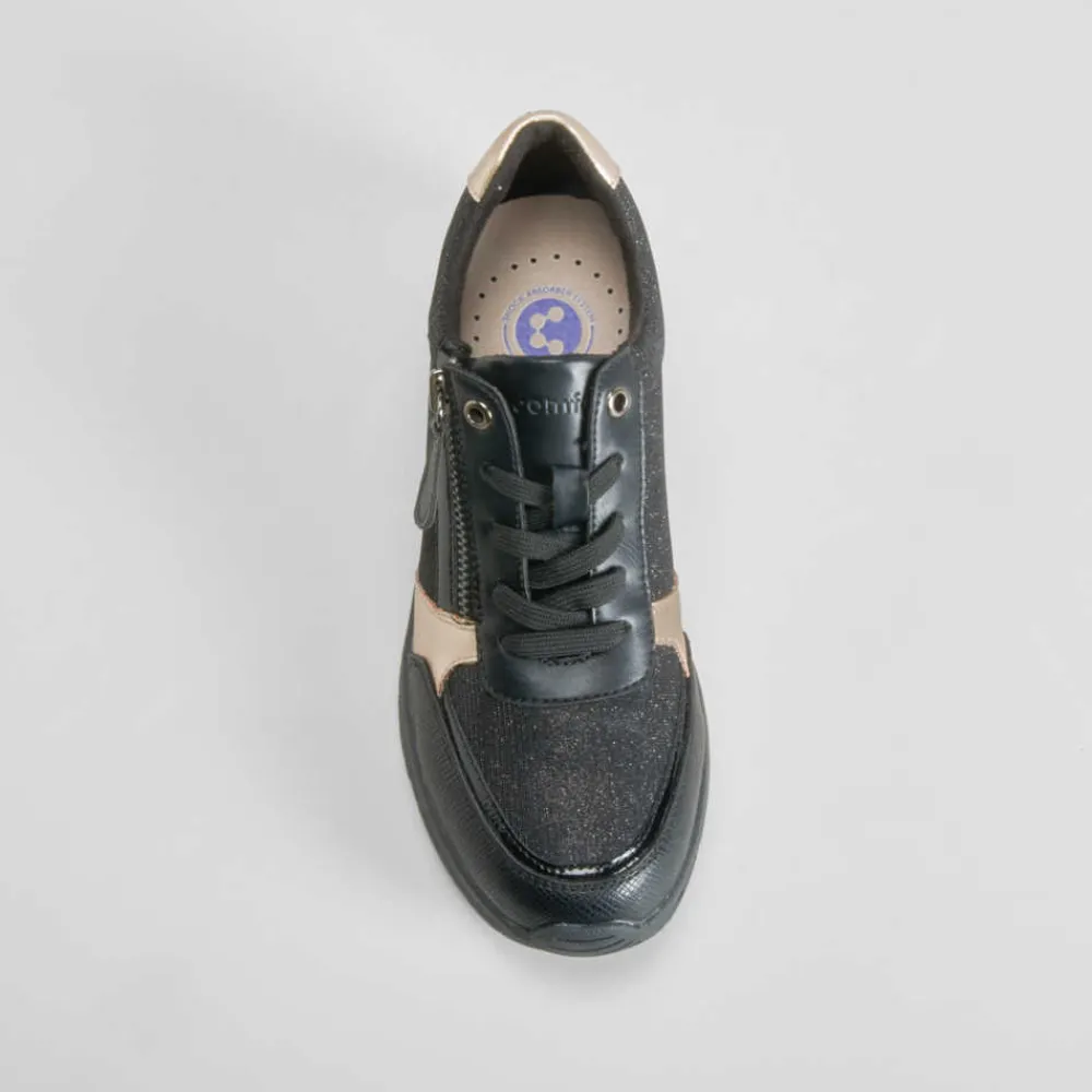 New Sneaker cuña con cordón negro Mujer Sneakers