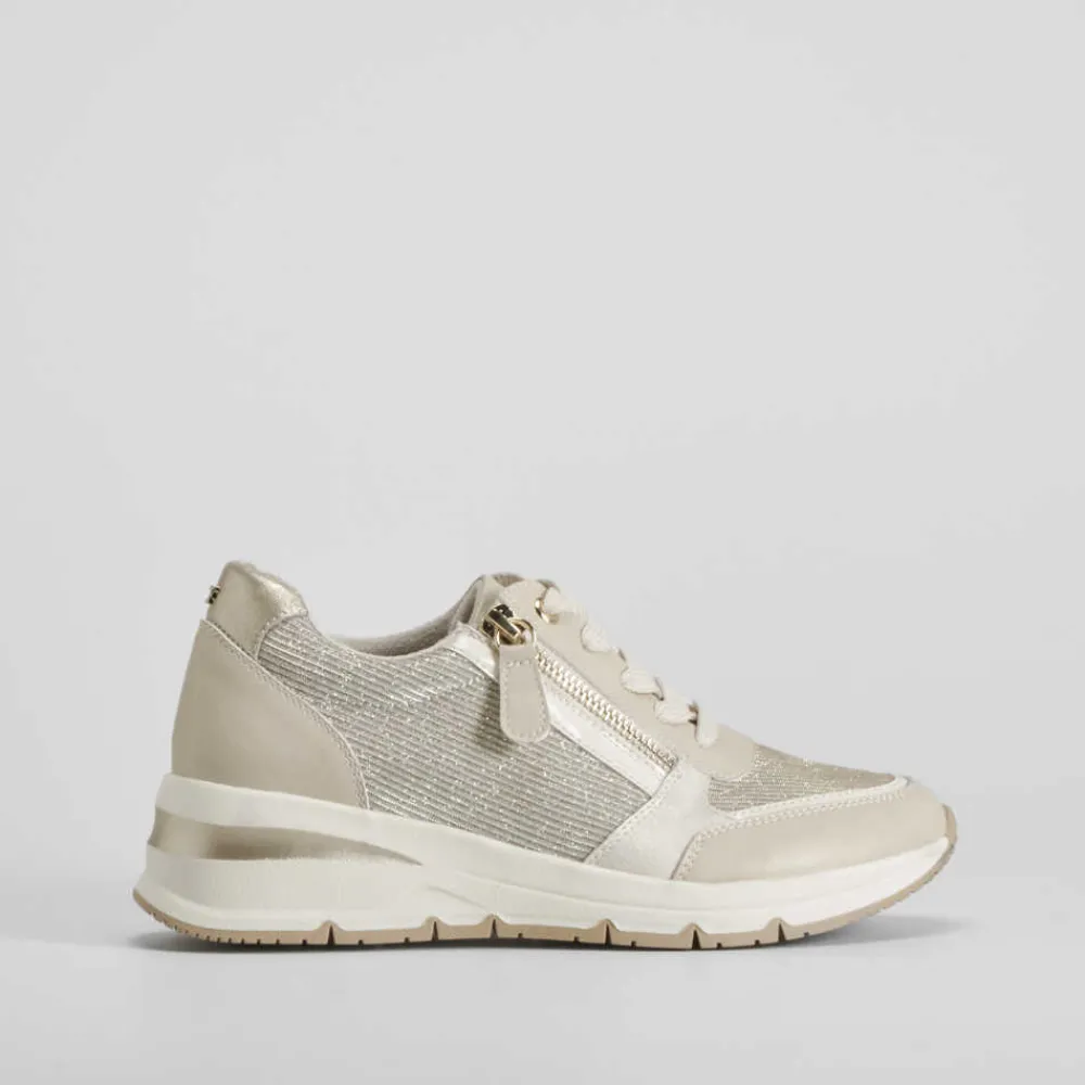 Discount Sneaker cuña con cordón oro Mujer Sneakers