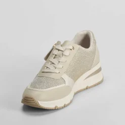 Discount Sneaker cuña con cordón oro Mujer Sneakers