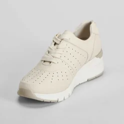 Hot Sneaker cuña piel blanco roto Mujer Zapatos Confort|Zapatos Tacón